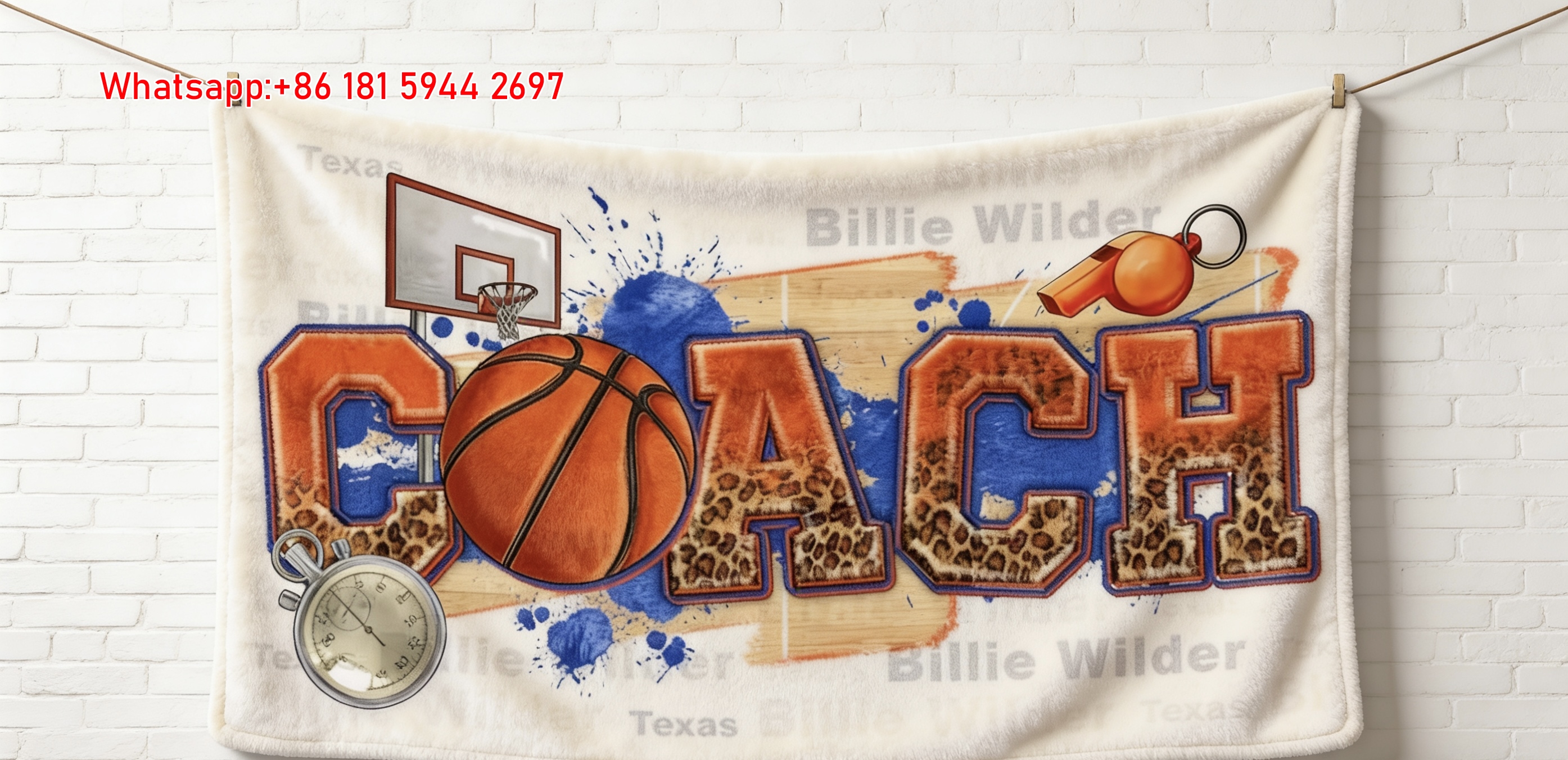 Coach Basketball Theme Flannel Throw Blanket for Couch & Wall Decor C093
